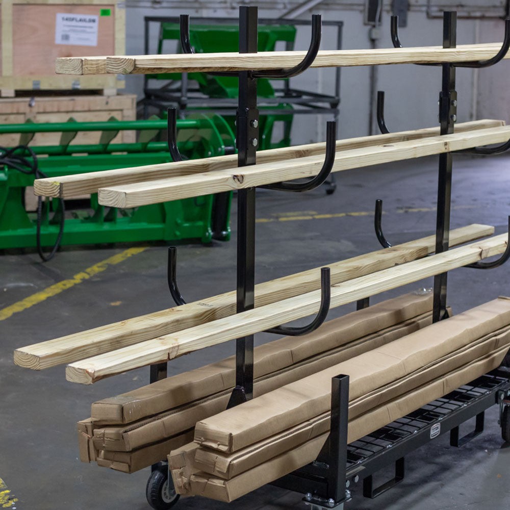 Titan Attachments Mobile Conduit Lumber and Pipe Rack with Eight Bins