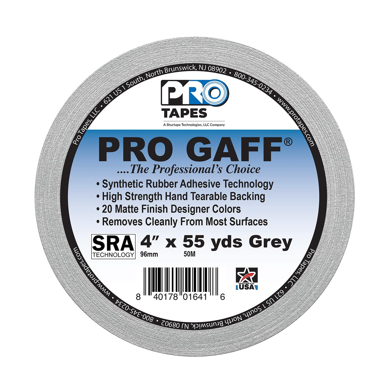 Premium 4″ Matte Gaffer Tape – Rubber Adhesive, 55 Yds, Grey, 11 Mils Thick