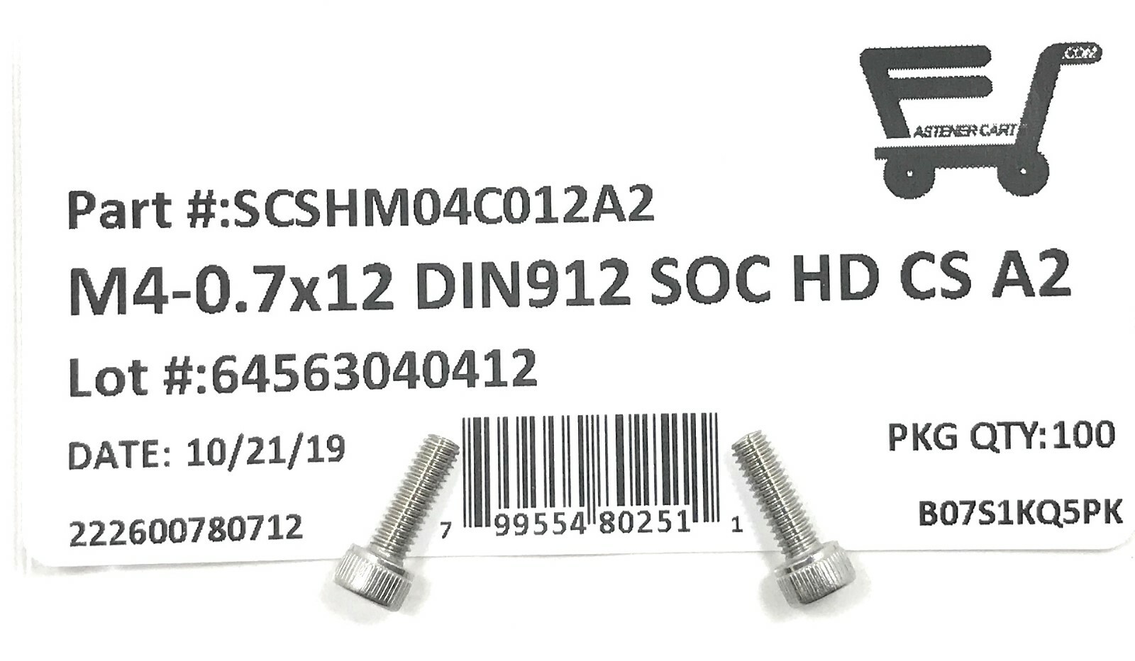 (100) M4-0.7 x 12 Stainless Steel Socket Head Socket Cap Screws DIN912 M4x0.7×12