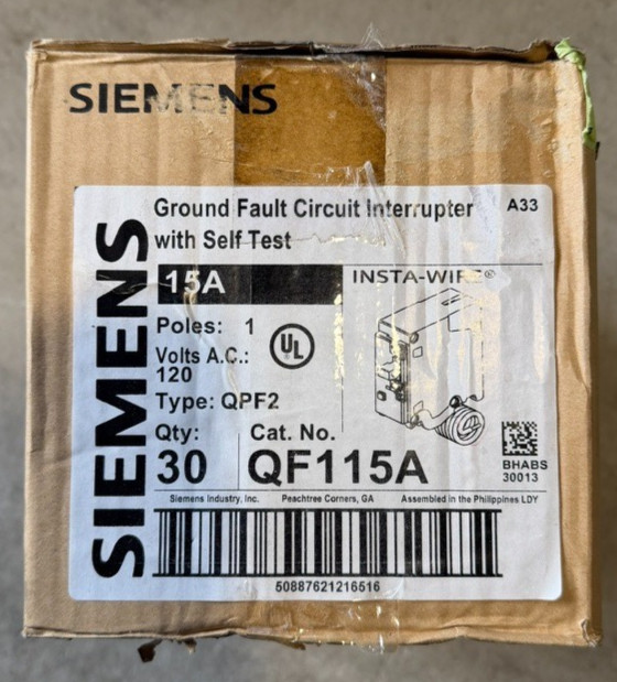 30 PCS Siemens QF115A 15A GFCI Circuit Breaker
