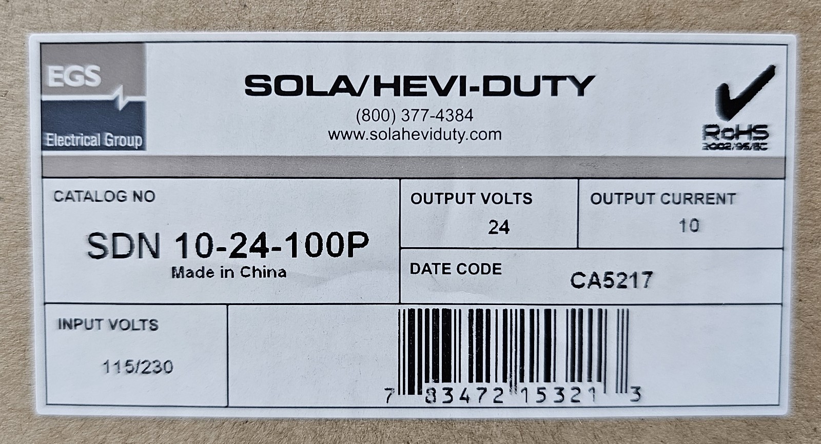 NEW in Box SolaHD SOLA/Hevi-Duty SDN 10-24-100P Power Supply 24VDC 10A