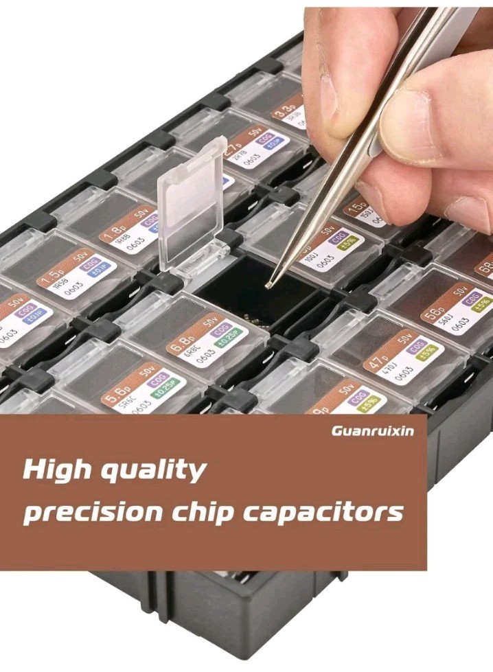 Guanruixin Chip Capacitor Design Kit EIA 0603 Size 72 Values, 0.5pF-22uF 2880PCS