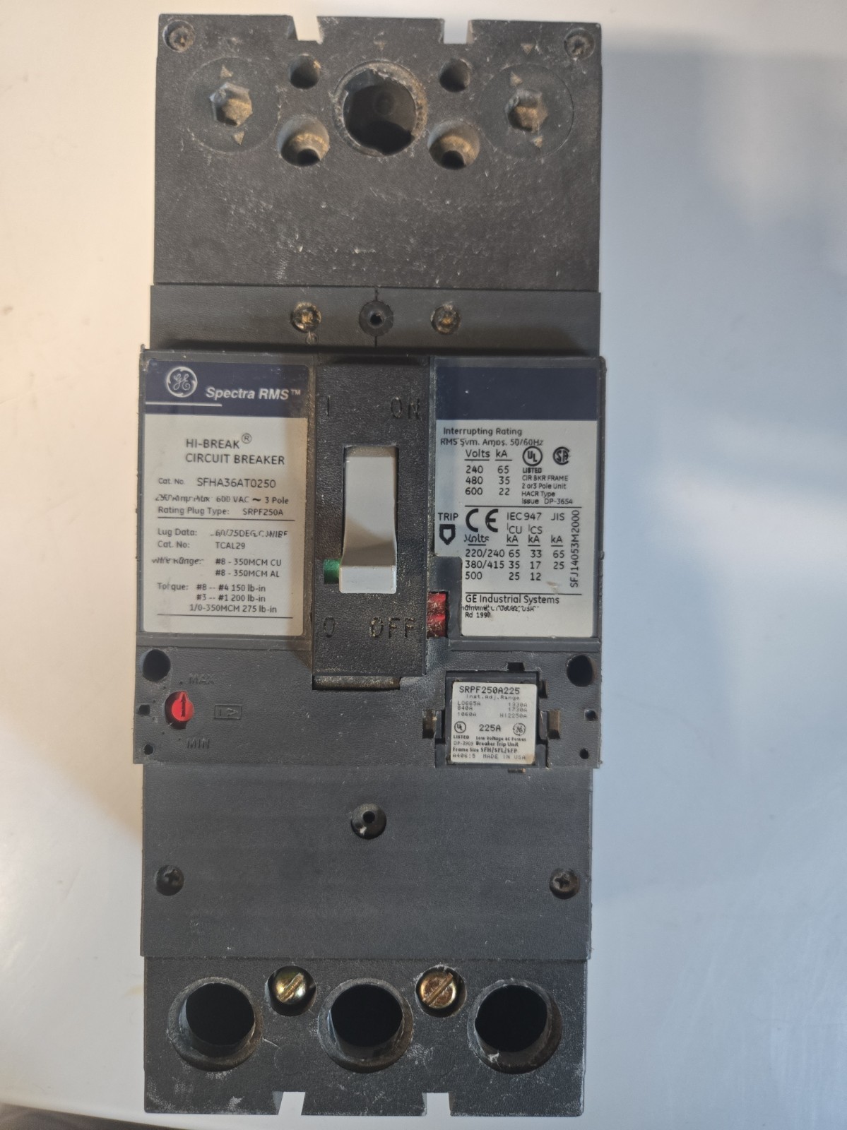 GE SFHA36AT0250 250A 600V Circuit Breaker