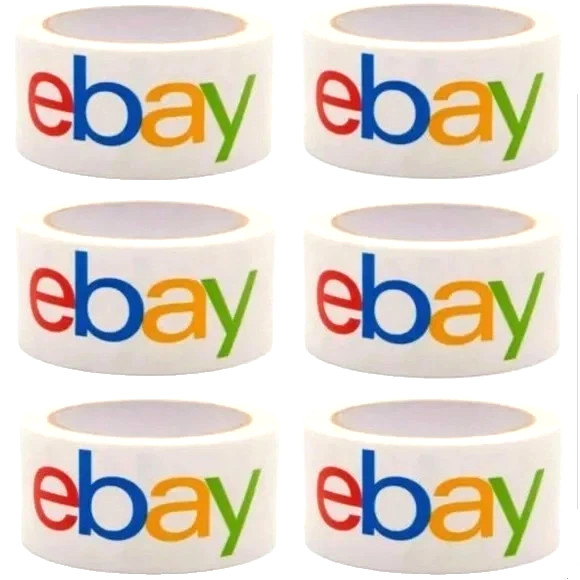 6 Rolls EBAY BRANDED Packaging Tape Color Logo 2″ x 75 yards NEW