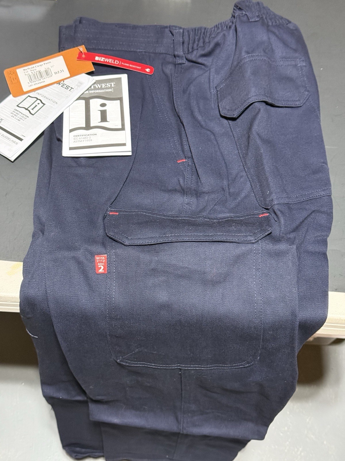 Portwest BZ31 Mens Safety Work Cargo Pants in Flame Resistant Bizweld ASTM NFPA