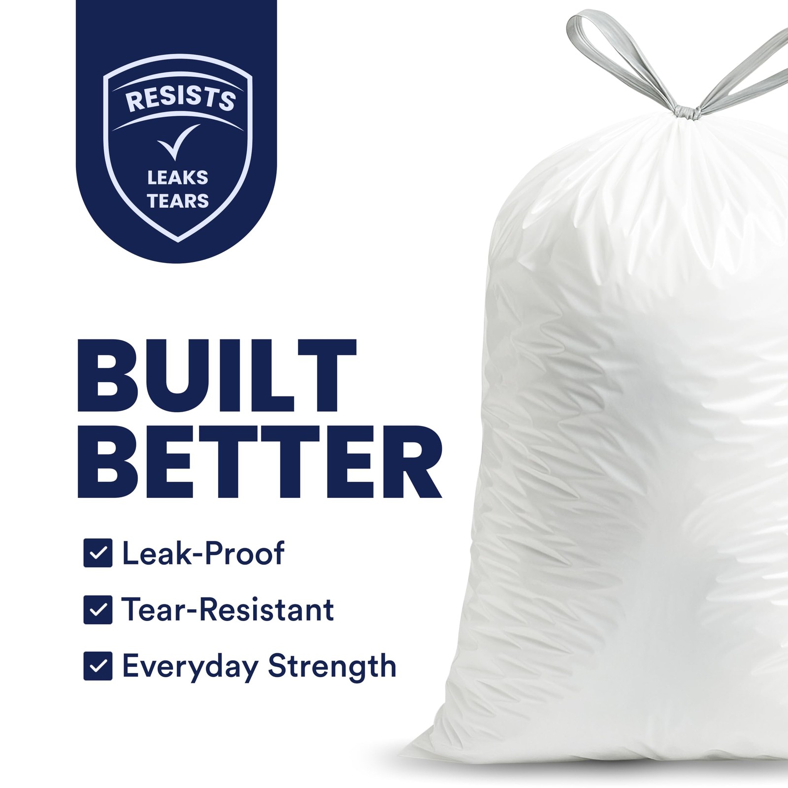 Plasticplace 5 Gallon Trash Bags – White 1 Count (Pack of 100),