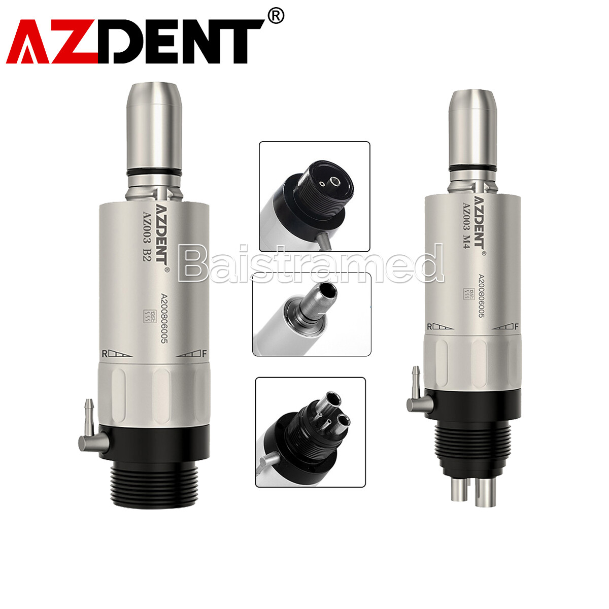 AZDENT Dental Slow Low Speed Handpiece Air Motor 4/2Hole Micromotor E-type