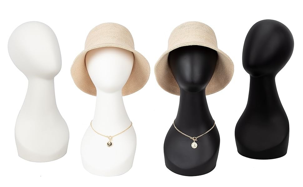 18″ Black Abstract minimalist Mannequin Head shoulder Wig Display Bust Stand