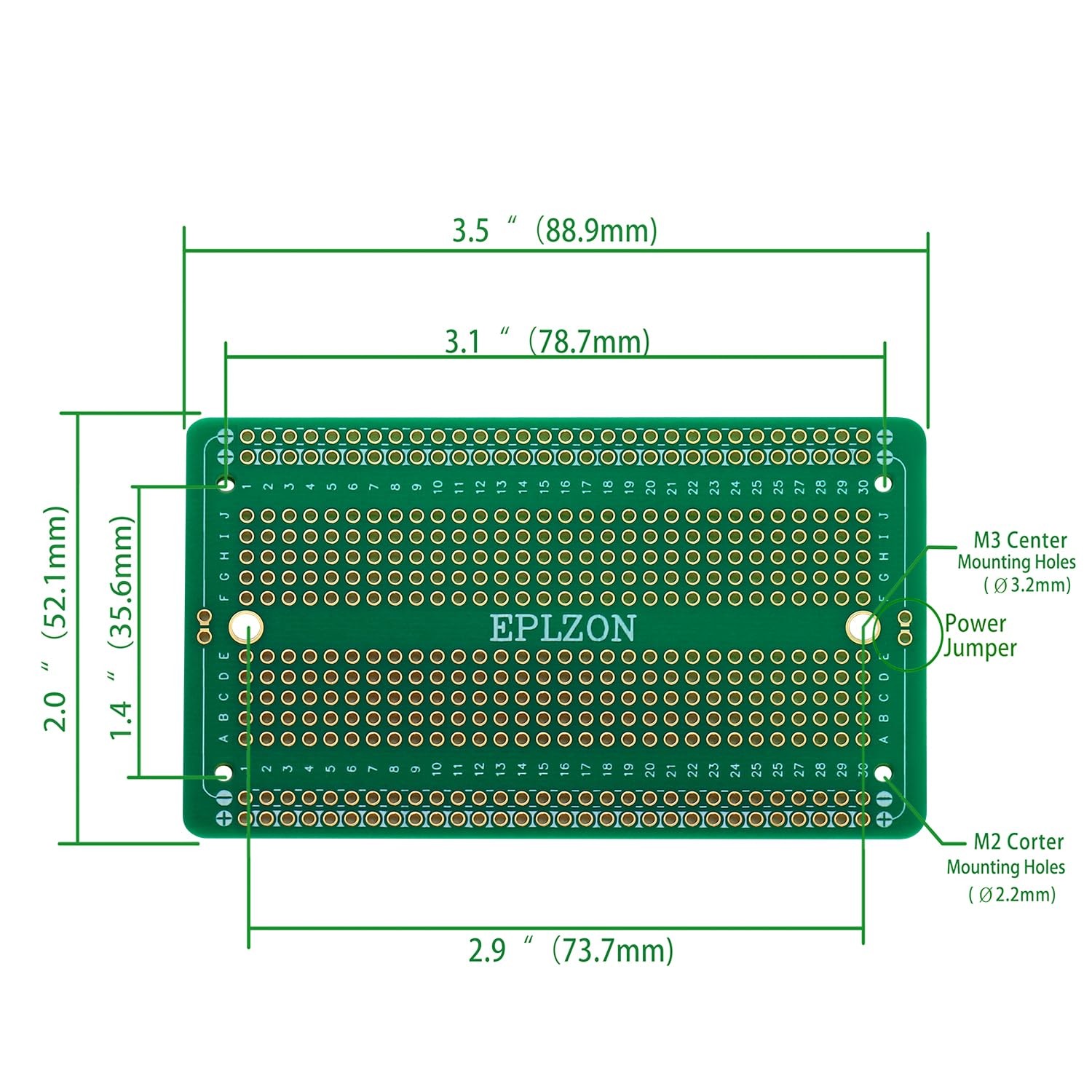 5 PCS Solderable Breadboard PCB Board GoldPlated Arduino Projects 3.5×2.05