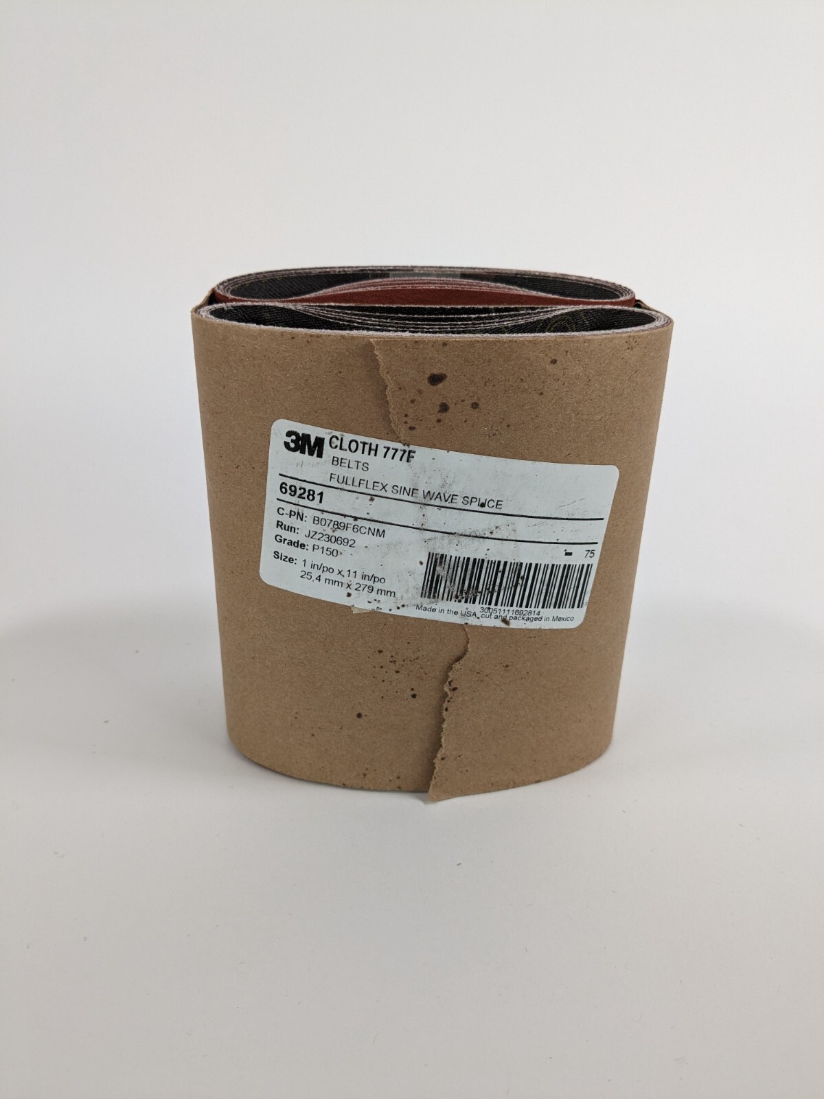 50 Pack 3M Cloth Belts 69281 777F, 1 in x 11 in P150 YF-Weight Fullflex