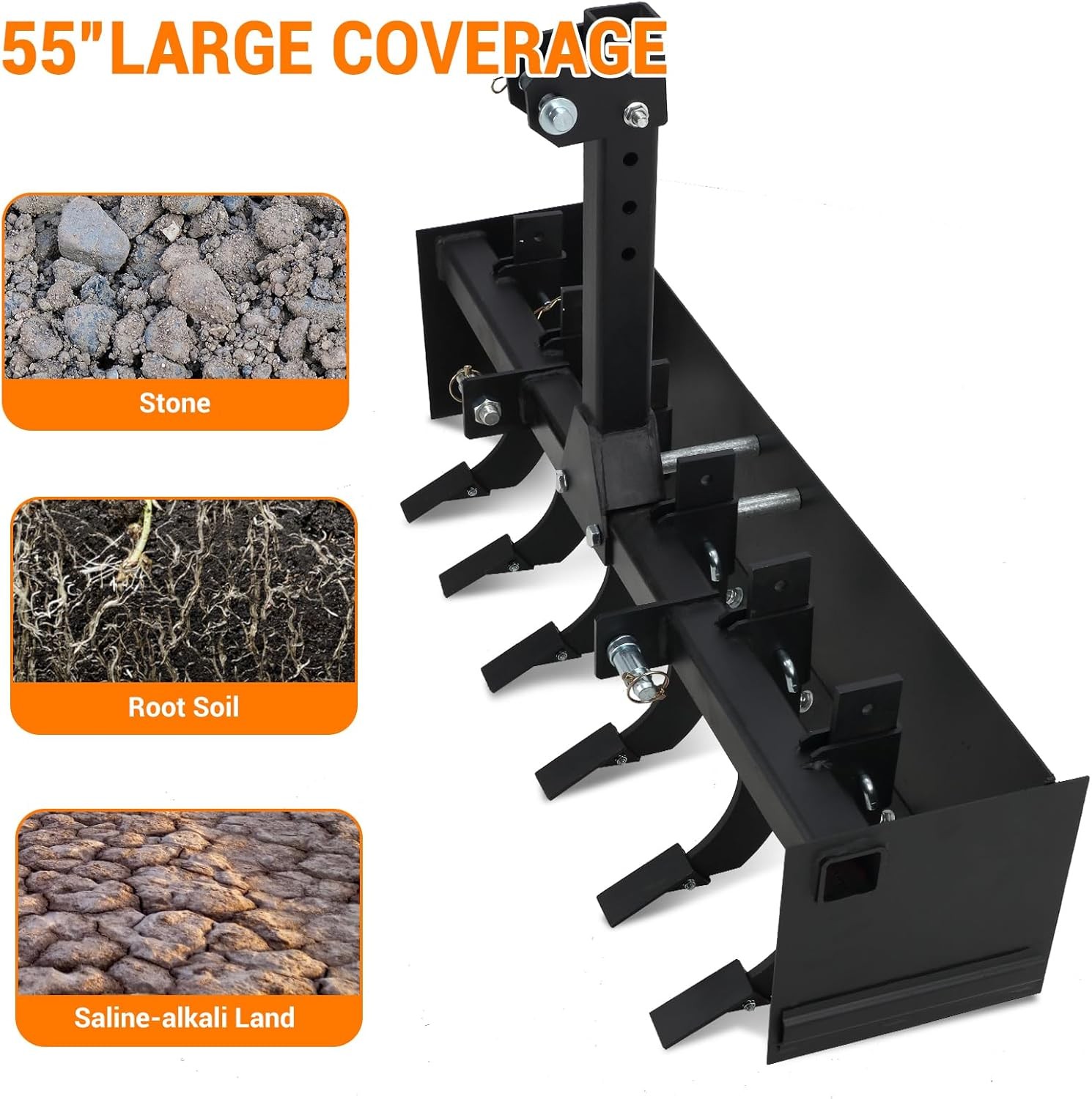 55″Tow Behind Box Scraper,Three-Point Quick Hitch Box Blade for Leveling&Grading