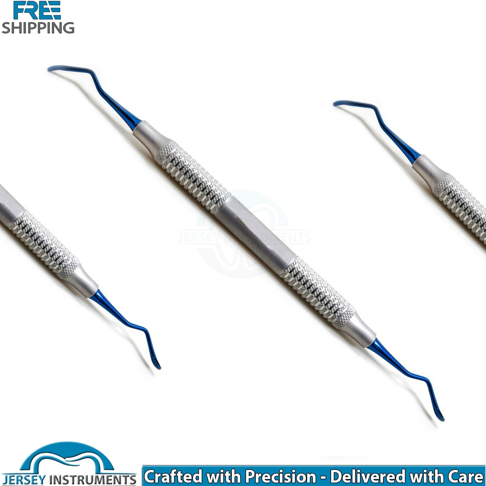 Set of 5 Implant Surgery Tunneling Elevators Blue Tip Dental Surgical Instrument