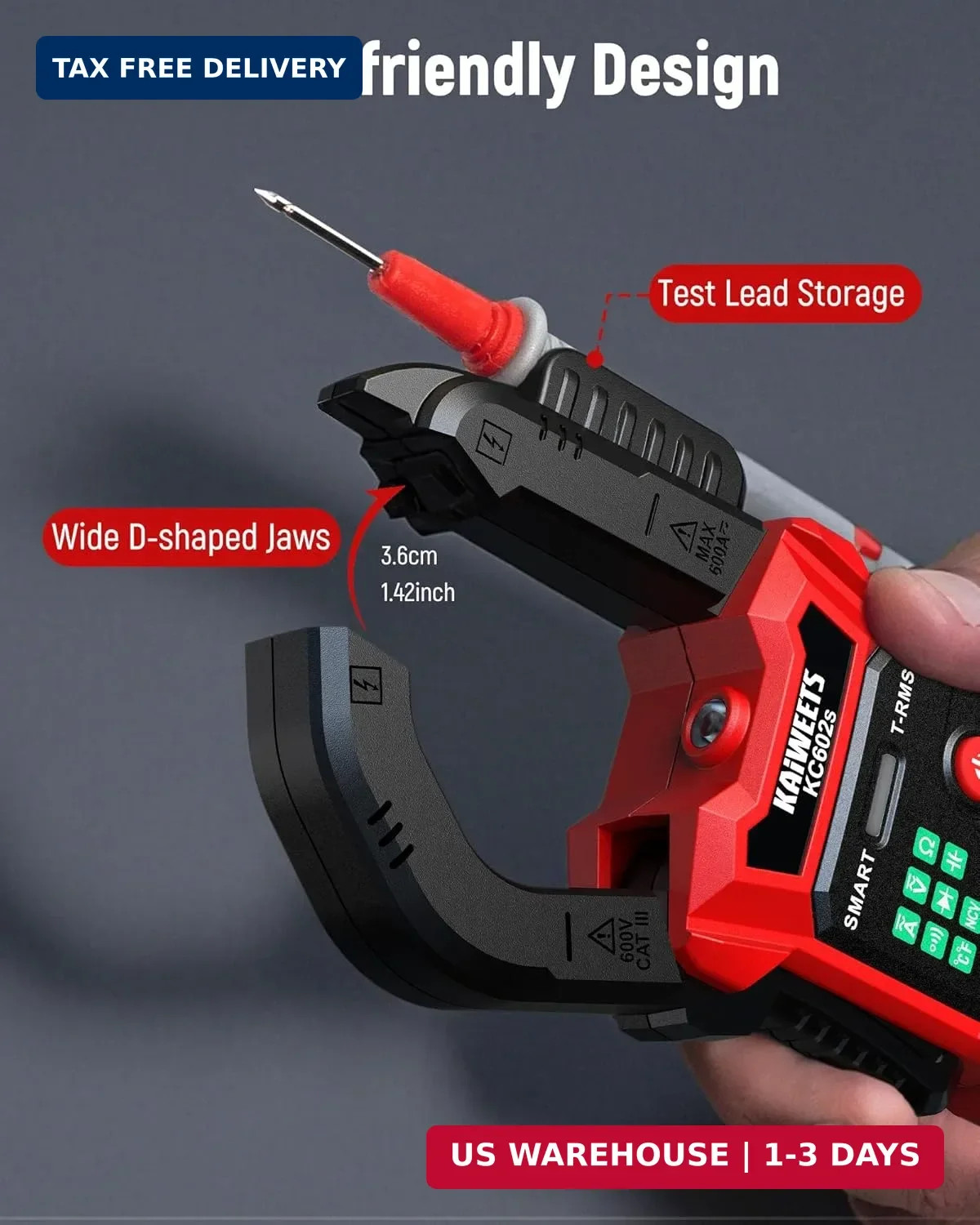 KAIWEETS Smart Digital Clamp Meter, 2026 Intelligent Auto Ranging Multimeter 600