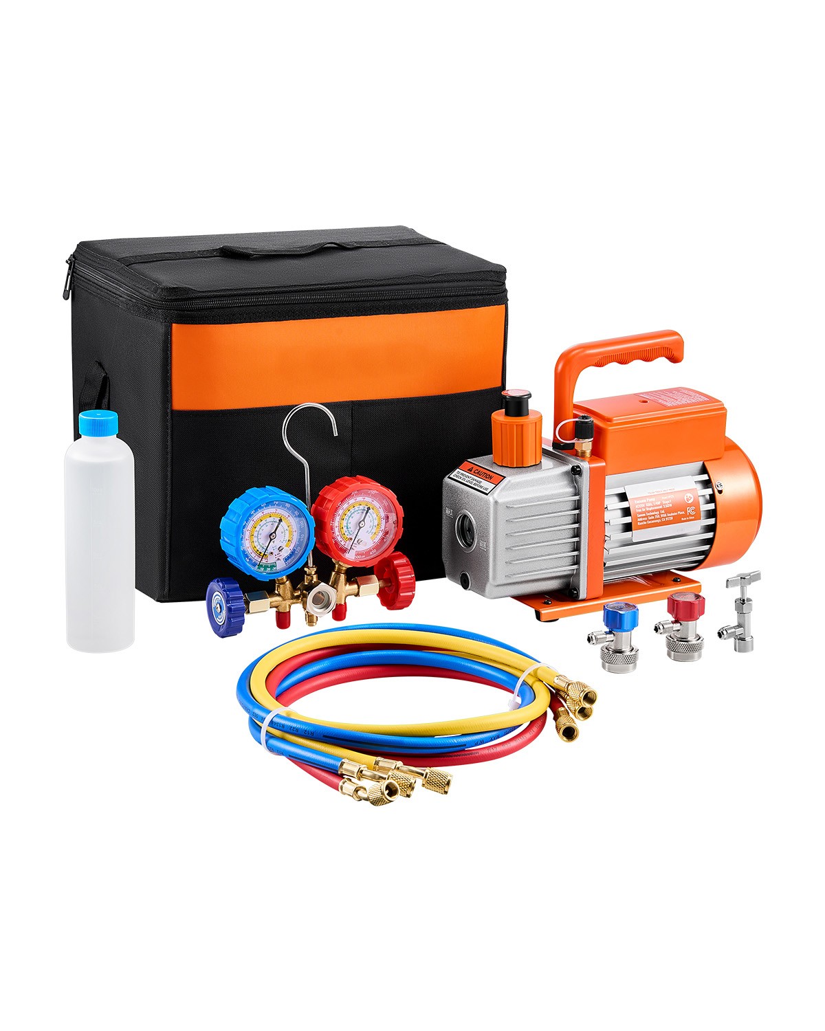 3.5 CFM HVAC Single Stage Rotary Vane Vacuum Pump and Manifold Gauge Kit