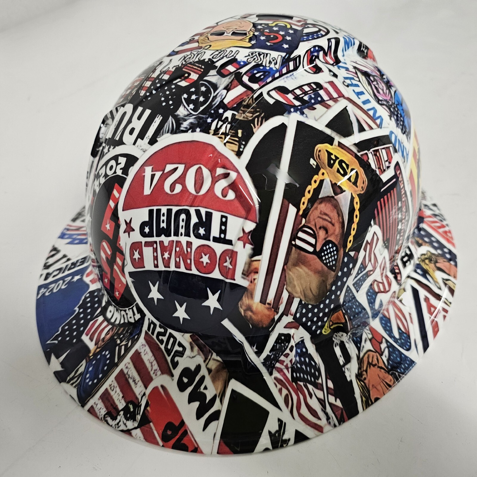 full brim hard hat custom hydro dipped IN TRUMP 2024 STICKER BOMB TRUMP NEW