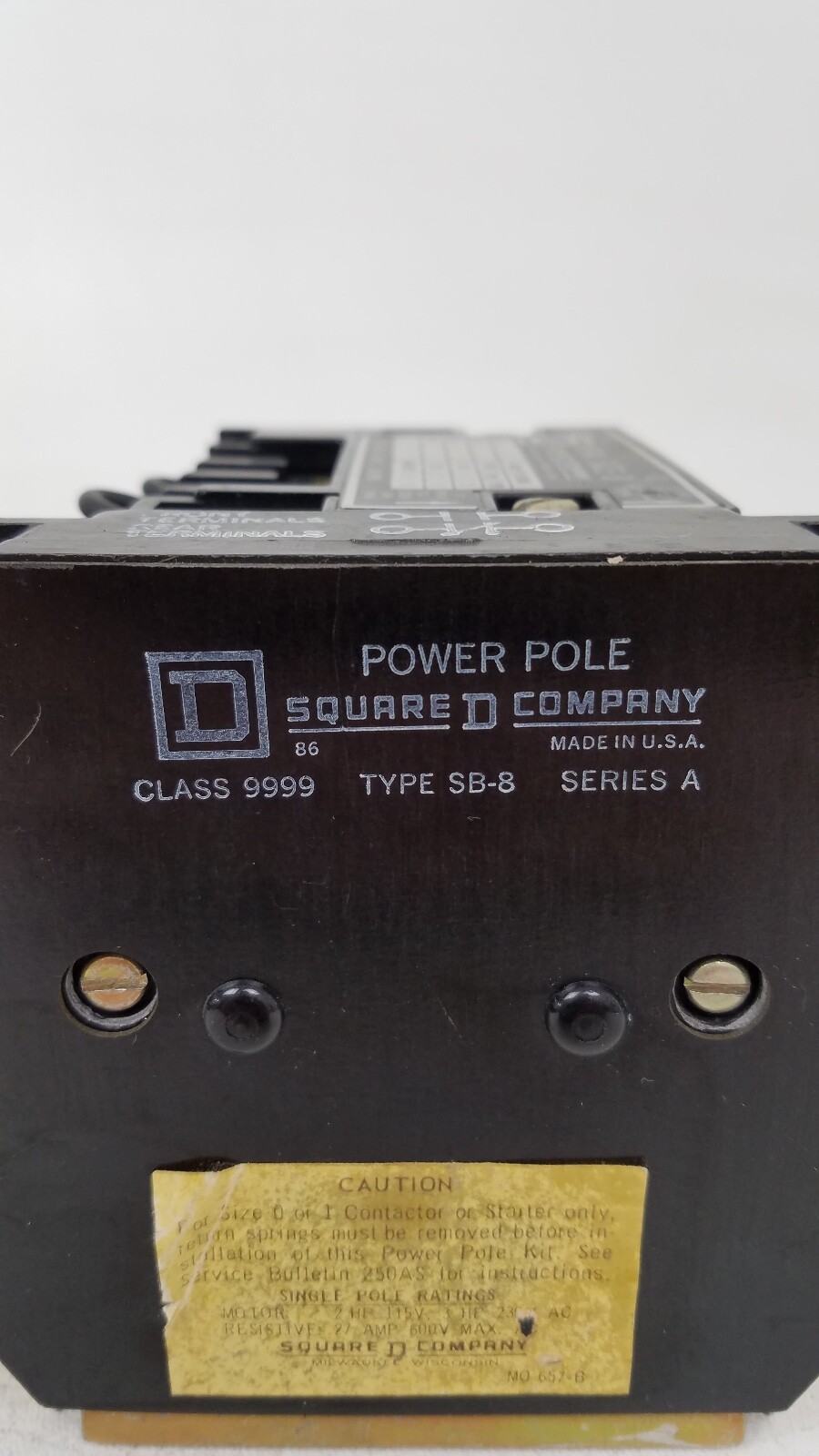 8536SBG-2 Square D Size 0 Motor Starter 115V – 230V Coil + Type SB-8 Power Pole