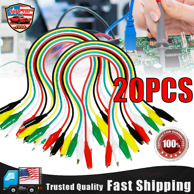 20 Pcs Electrical Jumper Cables Test Leads with Alligator Clips for Circuit new