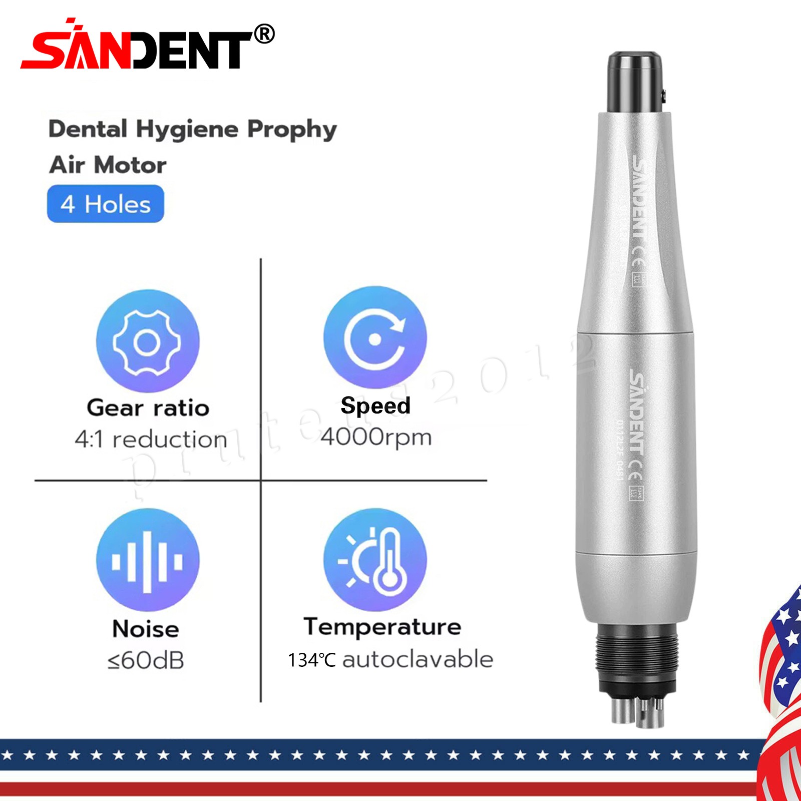NSK Style Fiber Optic Dental E-generator LED 3-Spray High Speed handpiece 4 Hole