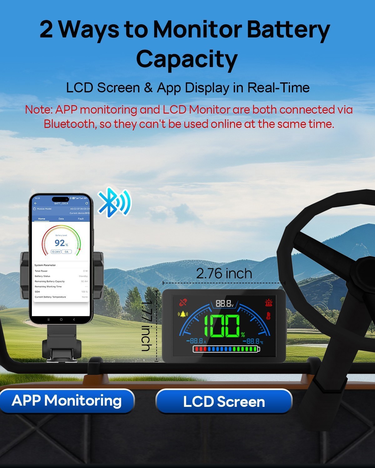 48V 100AH Golf Cart Lithium LiFePO4 Battery with 18A Charger Club Car Bluetooth