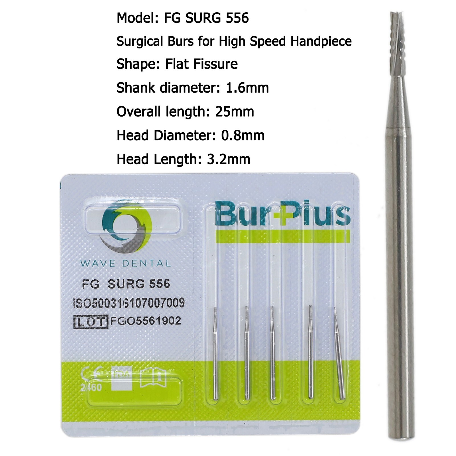 Wave Dental Surgical Carbide Burs 557 557L 702 701 Long FG SURG High Speed 25mm