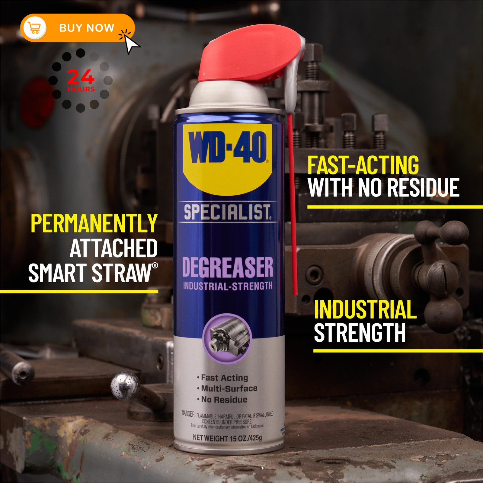 WD-40 Specialist Degreaser with Smart Straw, Heavy-Duty 15 Fl Oz (Pack of 1)
