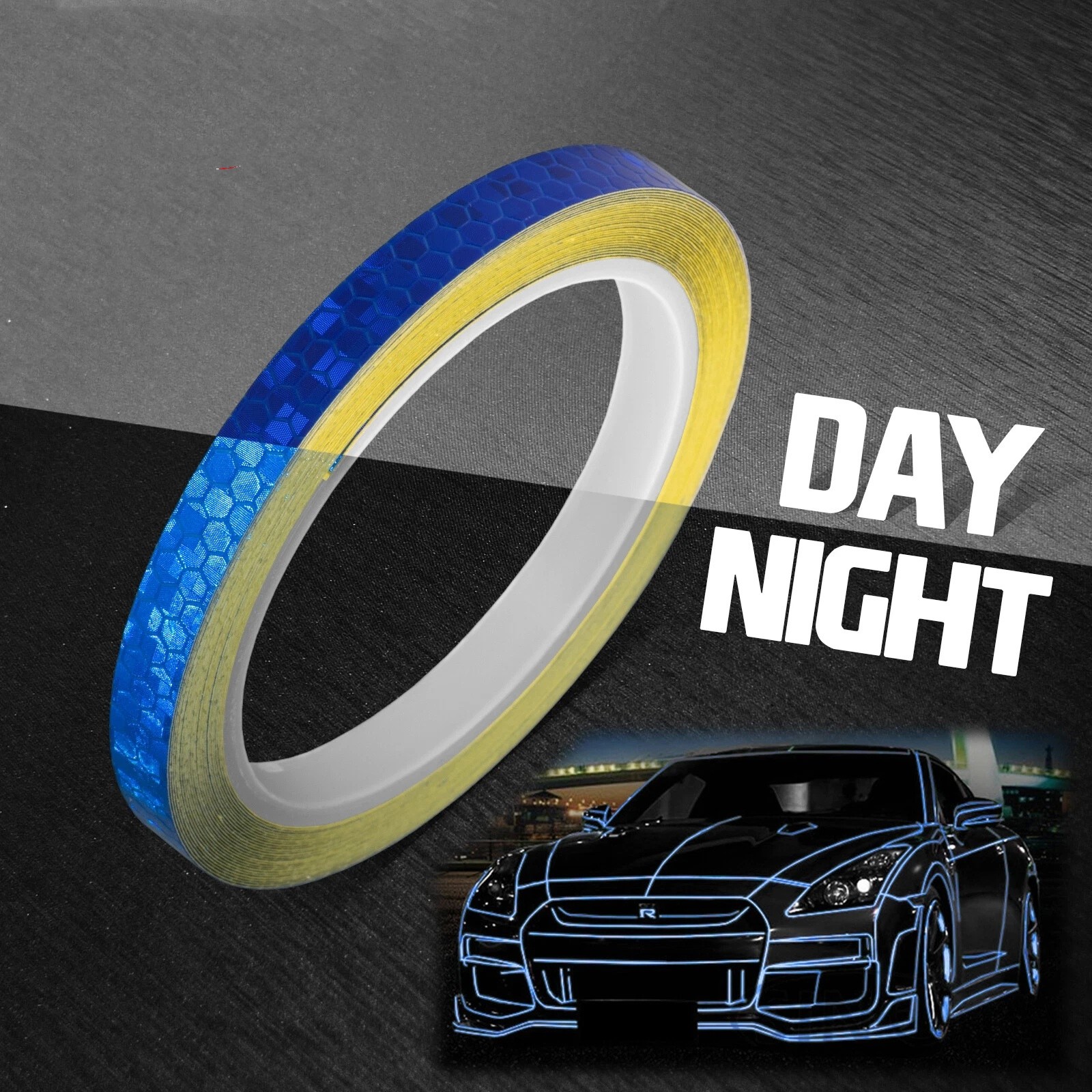Reflective Safety Tape Self Adhesive pinstripe Sticker Strip Decal 26FT Roll 1CM