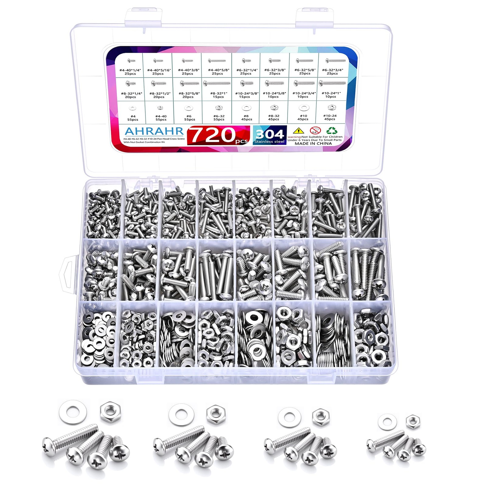 720Pcs Machine Screw Assortment Kit, #10-24#8-32#6-32#4-40 Phillips Pan Head …
