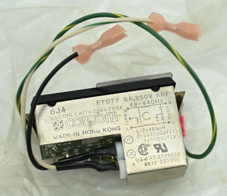 CORCOM 6J4 Power Entry Module F7077 6A 250V KRF 48-440HZ
