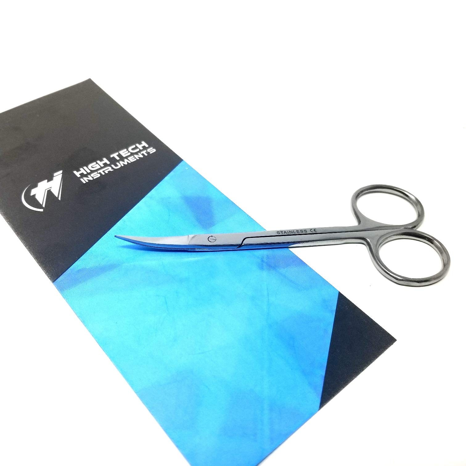 HTI BRAND Iris Micro Dissection Lab Sharp Scissors, Curved, 4.5″ (11.43cm) Fi…