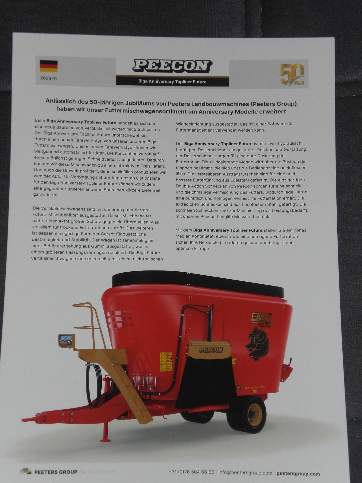 PEECON Drawn Feed Mixer Cart Brochure Sheet from 11/2023 (24003)