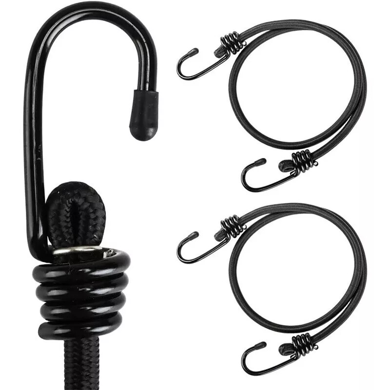 8mm HEAVY DUTY BLACK MARINE GRADE BUNGEE CORD Tarp Tie Down Strap 12-20-30-40″