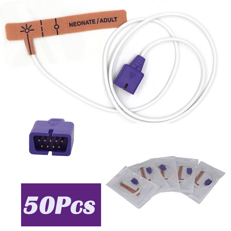50Pcs Adult/Neonate Disposable Oximax SpO2 Sensor Compatible with Nellcor MAX-N