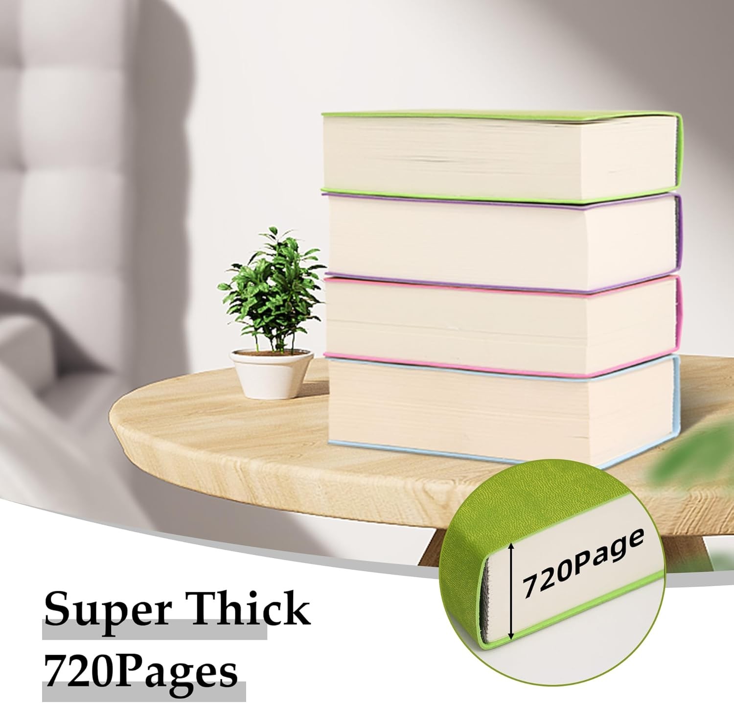 Thick Blank Journal 720 Pages 3.9×5.5 Soft Leather Pocket Notebook Purple Blank