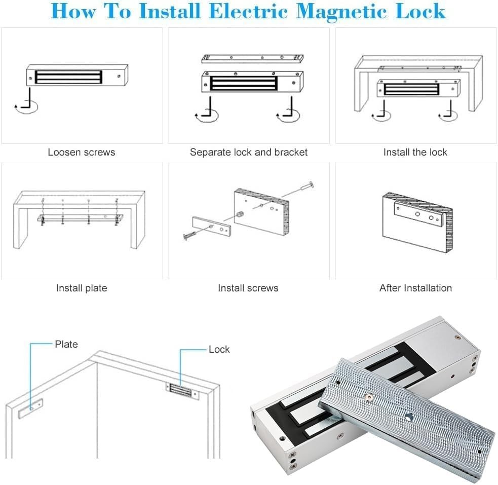 Mag Lock 1200LBS Holding Force Electromagnetic Commercial Lock 12V Fail Safe NC