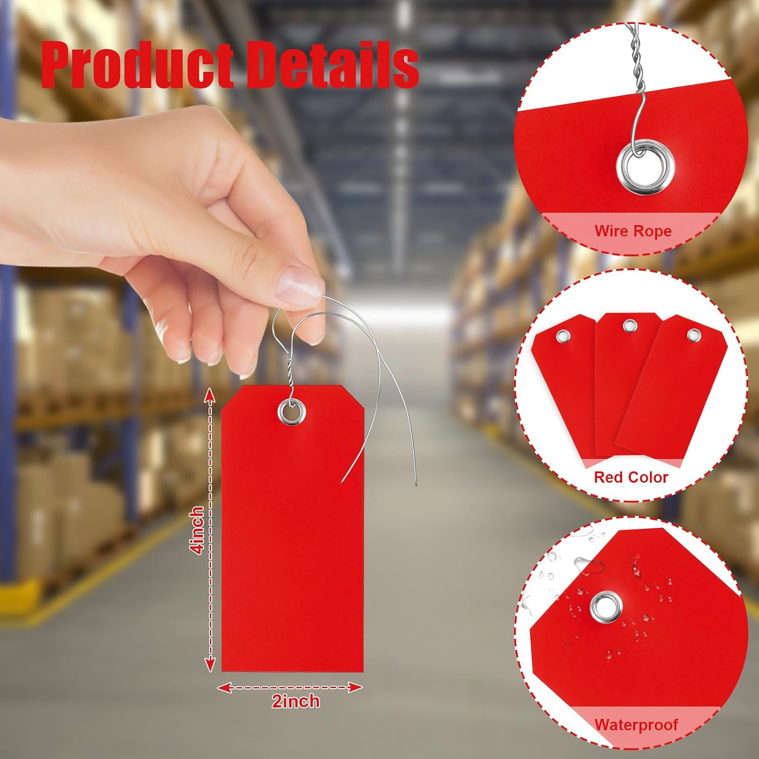 100 Pieces 2X4 Inch Plastic Shipping Tags with Wires Heavy Duty Hang Tags with S