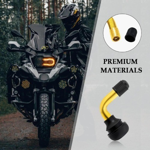 2PCS 90 Degree Valve Stem Motorcycle, Tubeless Valve Stems with Snap-in Rubber B