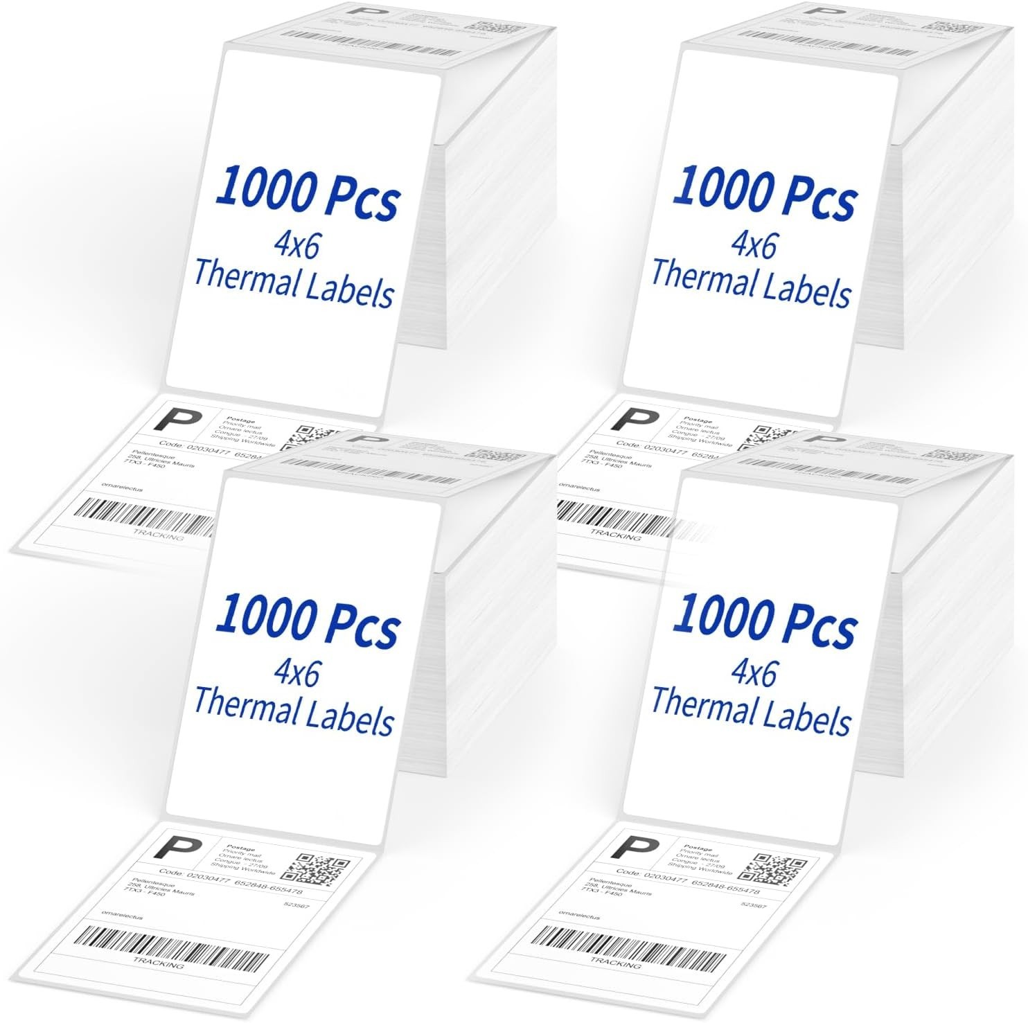 4″ x 6″ Direct Thermal Labels, 4000 Fanfold Shipping Labels with Perforated L…