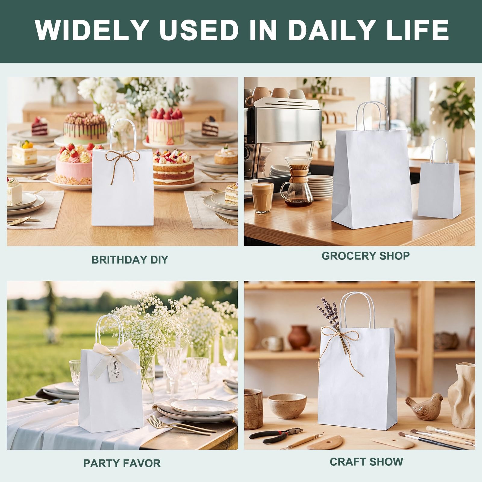 METRONIC Gift Bags 5.25×3.75×8 1 Count (Pack of 100), White