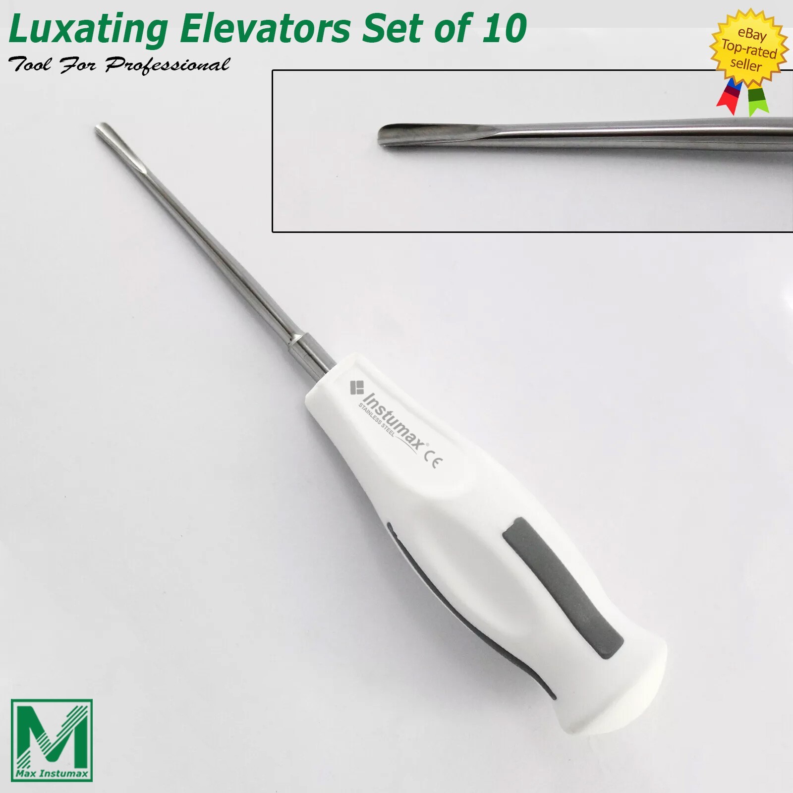 10 Pcs white Dental Root Elevators Oral Surgery PDL Luxating Tooth loosening