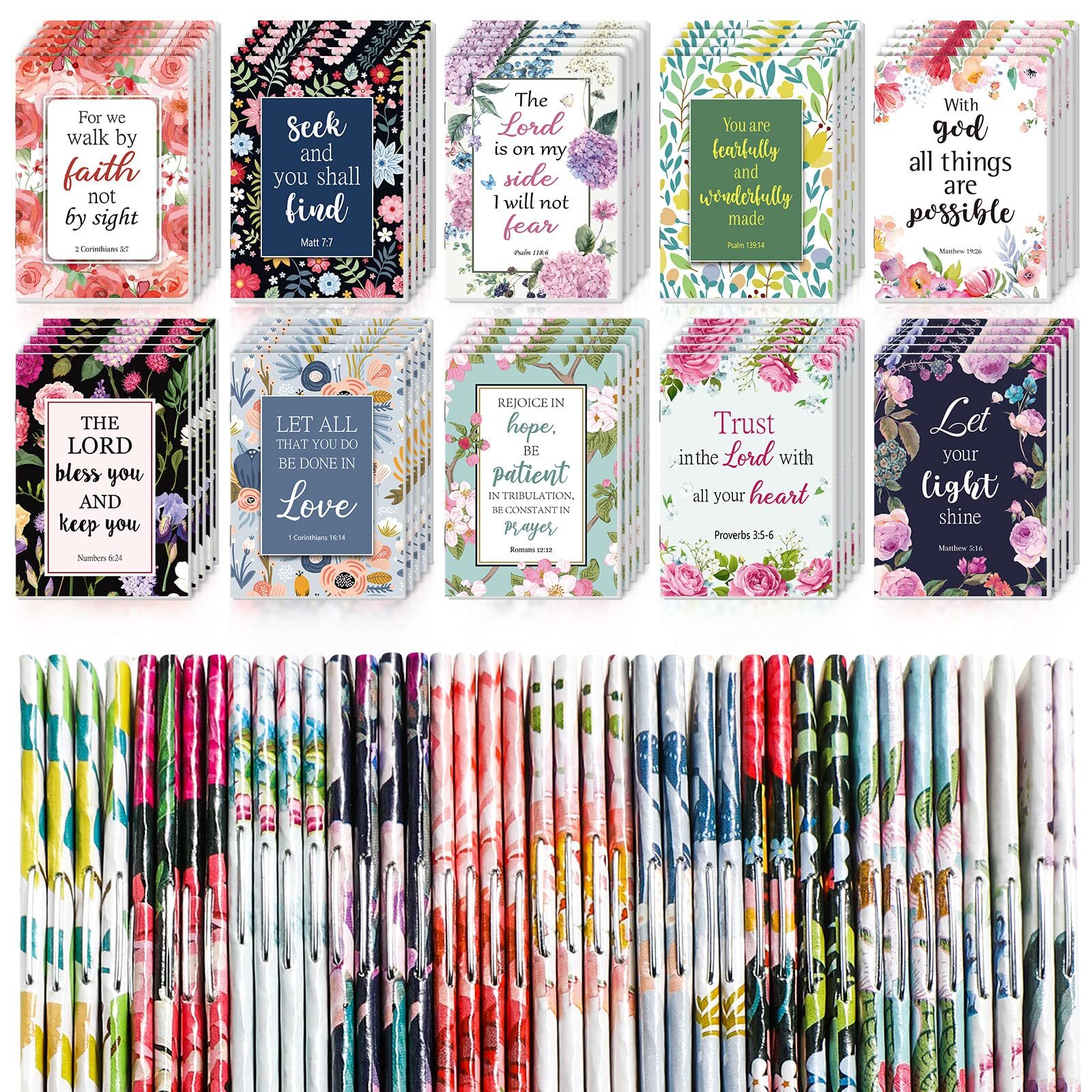 50 Pcs Small Christian Journals Religious Notepads Bible Verse Notebooks