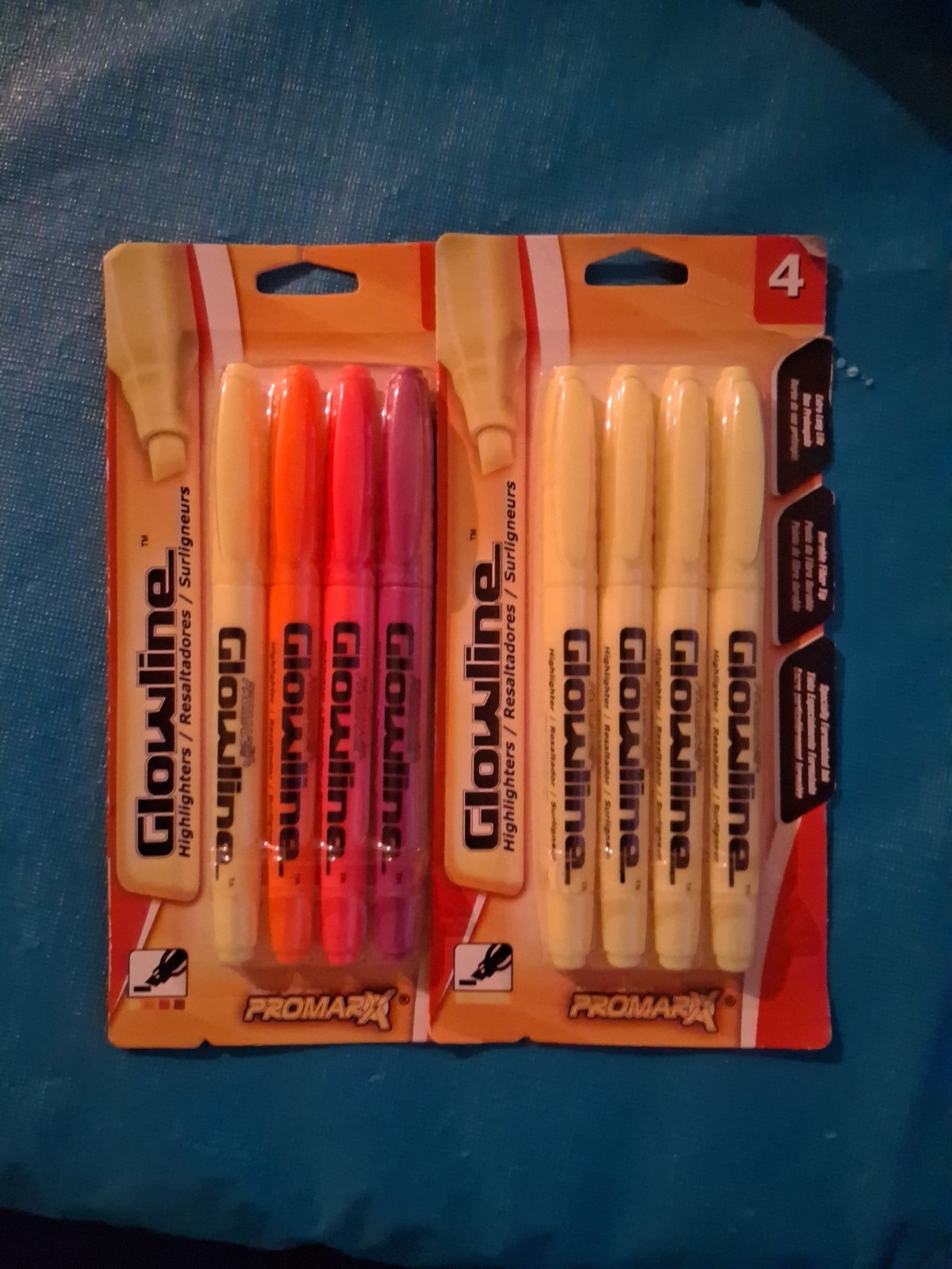 Promarx Glowline Highlighters Multicolor 4 Pack, Also 4 Pack Of Yellow. New Lot