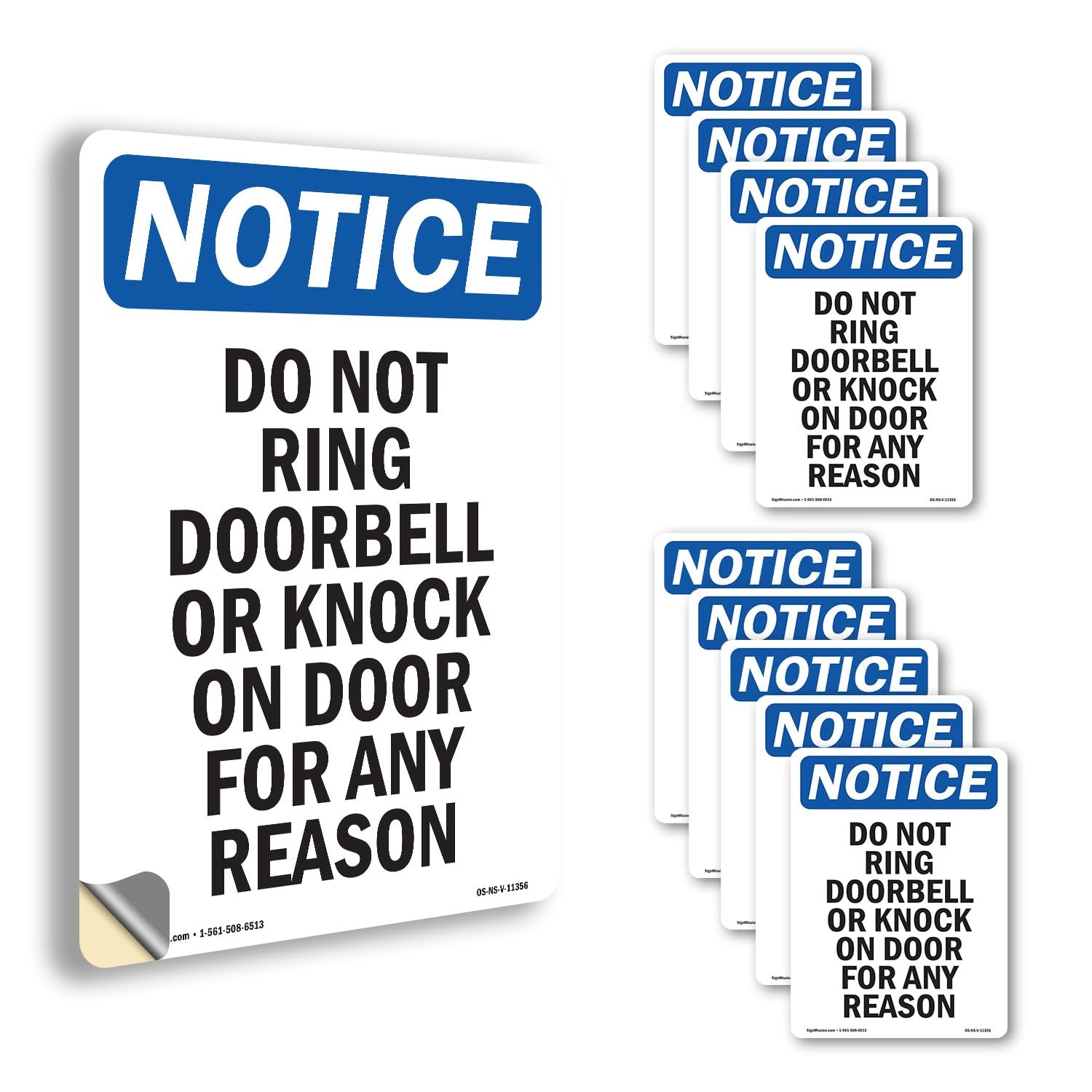 Do Not Ring Doorbell Or Knock OSHA Notice Vinyl Decal Label 24 Inch x 18 Inch…