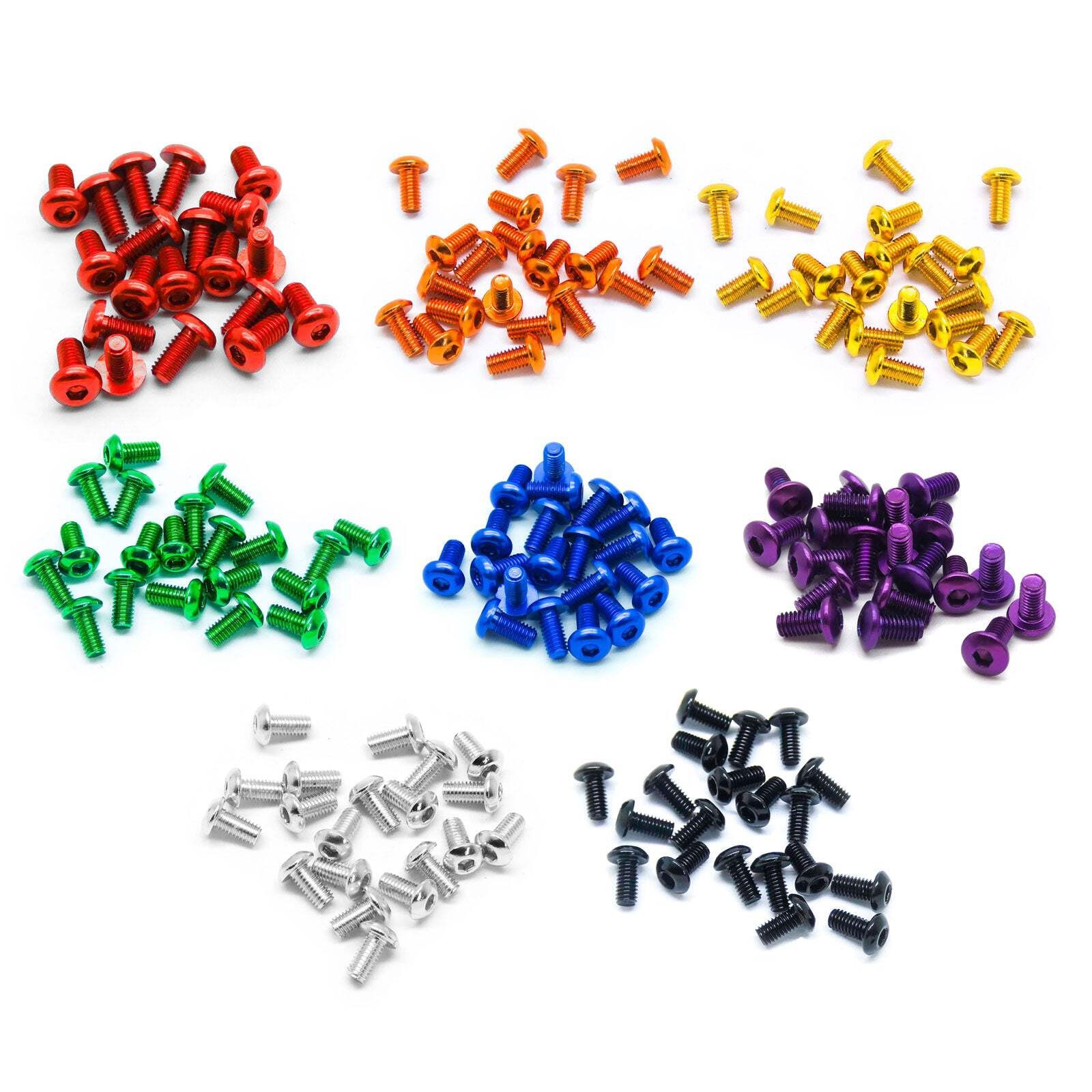 20pcs M3 3mm Button Head Allen Machine Screws 6063 Aluminum (Variety Length/Colo