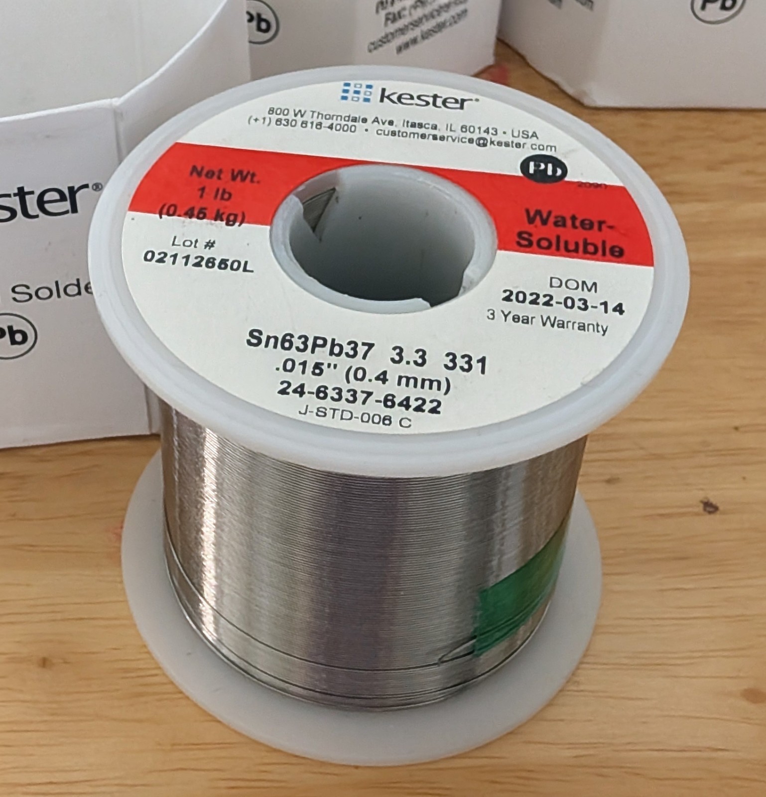Kester Solder 24-6337-6422 Sn63Pb37 0.015″ (0.4mm) New Old Stock / Expired.