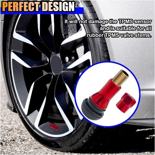 5PCS Car Tire Valve Stems, Aluminium Alloy Snap-in Tire Valve Stem, Color: Red