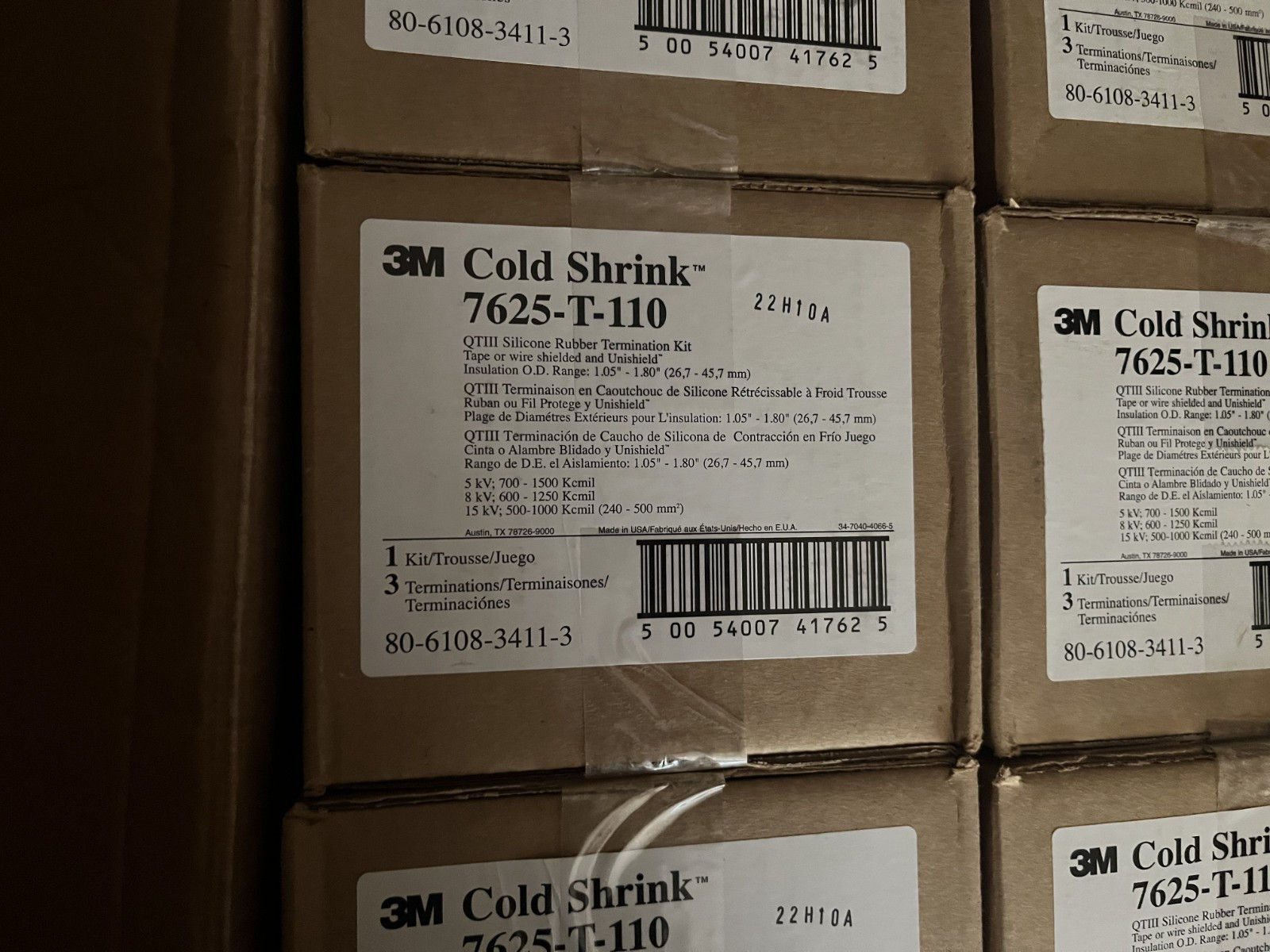 3M 7625-T-110 COLD SHRINK 3-CONDUCTOR TERMINATION KIT NEW SEALED BOX