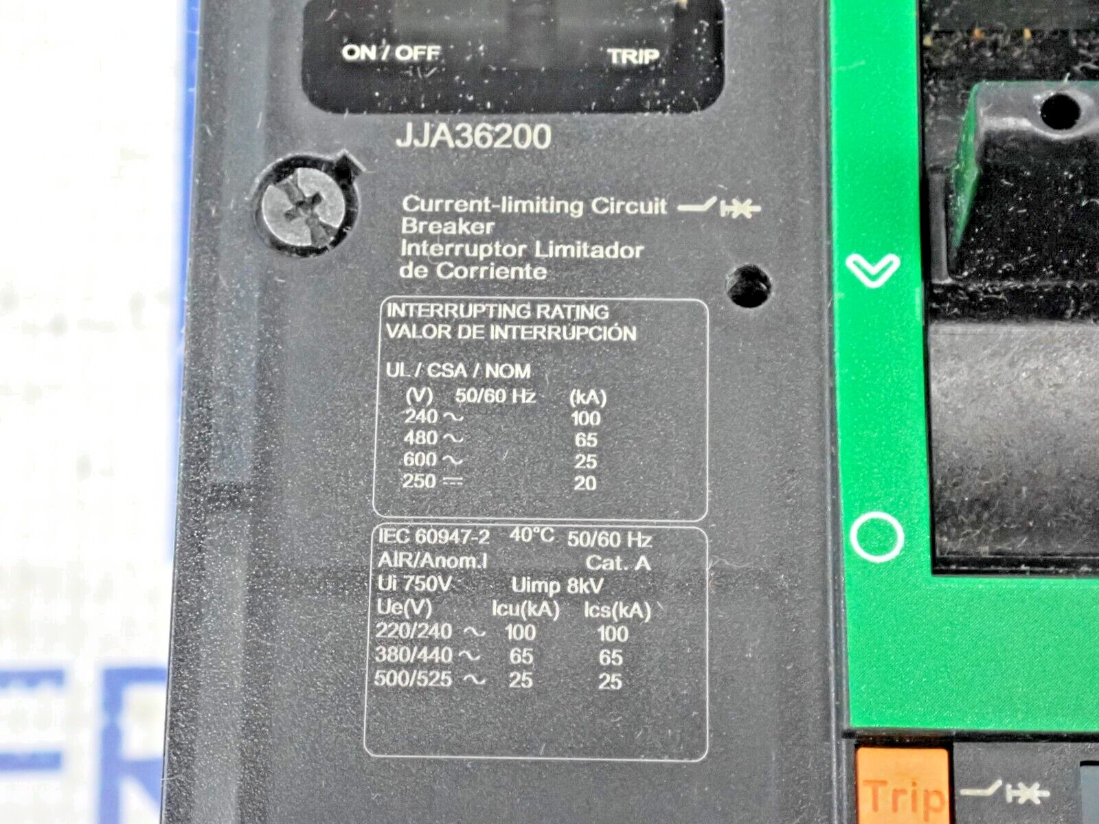 Square D JJA36200 200 Amp 3 Pole 600V I-Line Power-Pact Circuit Breaker New