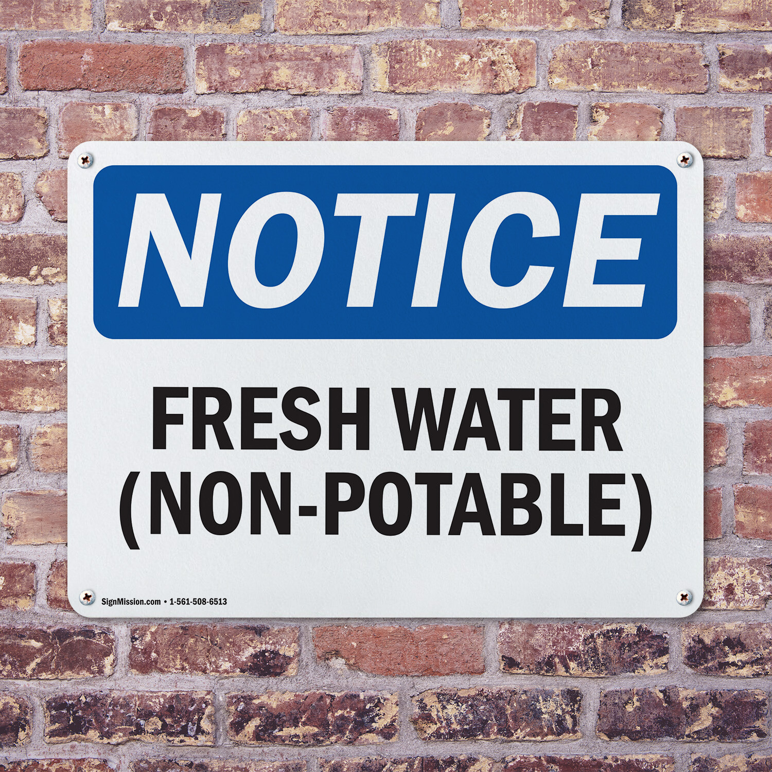 (2 Pack) Fresh Water (Non-Potable) OSHA Notice Sign Decal Metal Plastic