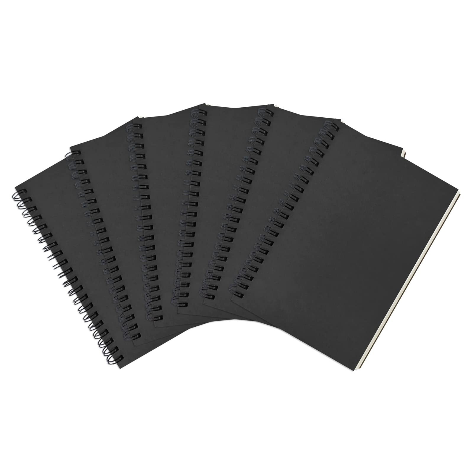DSTELIN Blank Spiral Notebook, 6-Pack, Soft Cover, Sketch book, 100 black