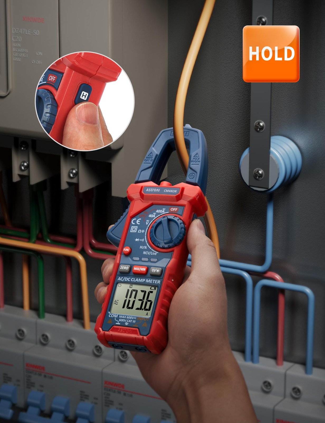 AstroAI Digital Clamp Meter Multimeter 4000 Counts 4000 Counts, Blue